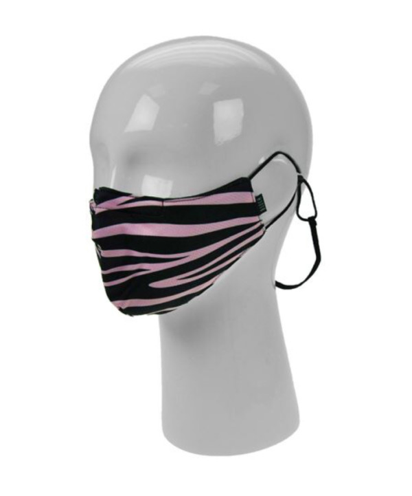 Adults Black & Pink Zebra Pattern Lanyard Face Mask